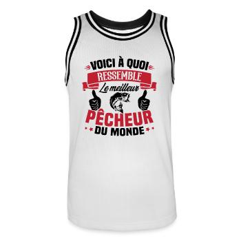 Le meilleur pêcheur du monde Cadeau pêcheur - Maillot de basket Homme - blanc/noir - Devant - AI Model Male 185 dark (185cm)