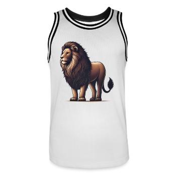 Lion majestueux Illustration TShirt - Maillot de basket Homme - blanc/noir - Devant - AI Model Male 185 dark (185cm)