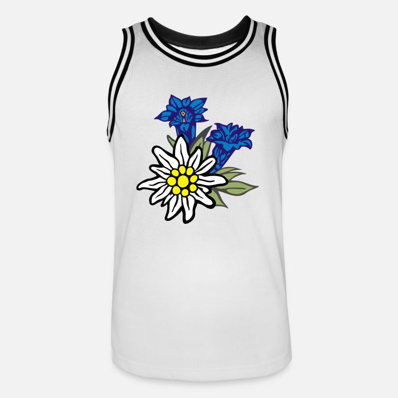 edelweiss_mit_enzian - Männer Basketball-Trikot - Weiß/Schwarz