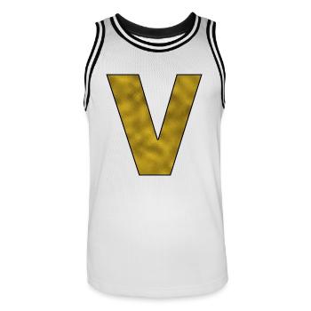 Lettre V Or - Maillot de basket Homme - blanc/noir - Devant - AI Model Male 185 dark (185cm)