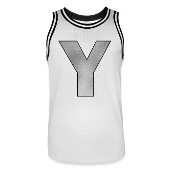 Buchstabe Y Silber - Männer Basketball-Trikot - Weiß/Schwarz - Vorne - AI Model Male 185 dark (185cm)