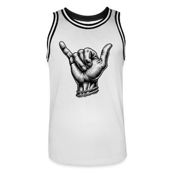 Détendez-vous la main du surfeur - Maillot de basket Homme - blanc/noir - Devant - AI Model Male 185 dark (185cm)