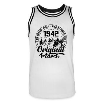 1942 mars Original : 82 Ans cadeau Anniversaire - Maillot de basket Homme - blanc/noir - Devant - AI Model Male 185 dark (185cm)