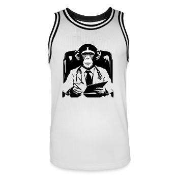 Monkey Doctor - Men's Basketball Jersey - white/black - Front - AI Model Male 185 dark (185cm)