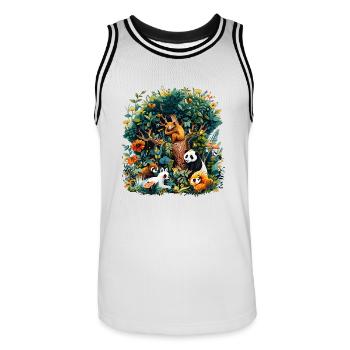 Biodiversity needs help - Men's Basketball Jersey - white/black - Front - AI Model Male 185 dark (185cm)