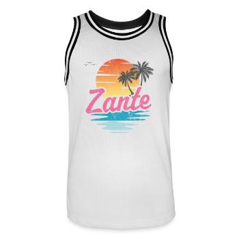 Zante - Männer Basketball-Trikot - Weiß/Schwarz - Vorne - AI Model Male 185 dark (185cm)