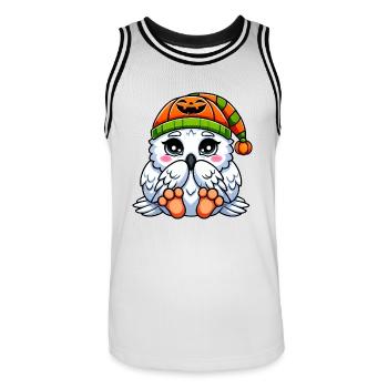 Halloween Lapin Citrouille Octobre Mignon Dessin animé - Maillot de basket Homme - blanc/noir - Devant - AI Model Male 185 dark (185cm)