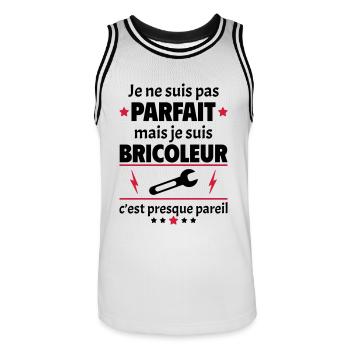 Pas parfait mais bricoleur, fête des pères, noël - Maillot de basket Homme - blanc/noir - Devant - AI Model Male 185 dark (185cm)