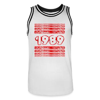 Année 1989 - Maillot de basket Homme - blanc/noir - Devant - AI Model Male 185 dark (185cm)
