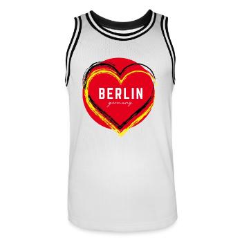 Berlin Deutschland Fan Flagge Design T Shirt - Männer Basketball-Trikot - Weiß/Schwarz - Vorne - AI Model Male 185 dark (185cm)