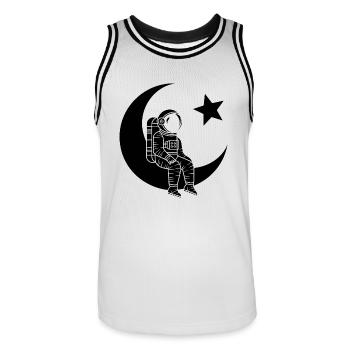Man of the Moon - Turkish Astronaut Design - Men's Basketball Jersey - white/black - Front - AI Model Male 185 dark (185cm)