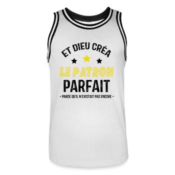 Et dieu créa le patron parfait - Maillot de basket Homme - blanc/noir - Devant - AI Model Male 185 dark (185cm)