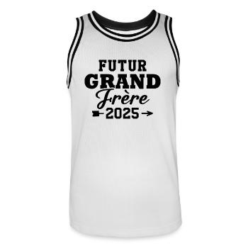 Futur Grand Frère 2025 - Maillot de basket Homme - blanc/noir - Devant - AI Model Male 185 dark (185cm)