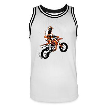 Supermoto Racer - Supermotard - Men's Basketball Jersey - white/black - Front - AI Model Male 185 dark (185cm)