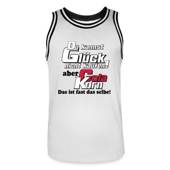 Korn , Party , Weizenkorn ,Glück Cola Korn(25) - Männer Basketball-Trikot - Weiß/Schwarz - Vorne - AI Model Male 185 dark (185cm)