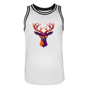 Retro-Hirsch-Revolte - Männer Basketball-Trikot - Weiß/Schwarz - Vorne - AI Model Male 185 dark (185cm)
