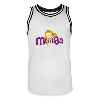 Munga - Männer Basketball-Trikot - Weiß/Schwarz - Vorne - AI Model Male 185 dark (185cm)