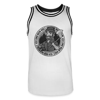 Ich und mein Holz Holzfäller Axt Brennholz Wald - Männer Basketball-Trikot - Weiß/Schwarz - Vorne - AI Model Male 185 dark (185cm)