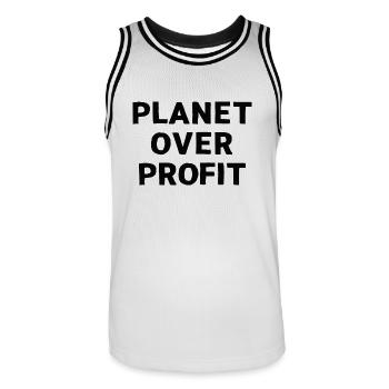 Umweltaktivistin zitiert: Planet statt Profit - Männer Basketball-Trikot - Weiß/Schwarz - Vorne - AI Model Male 185 dark (185cm)