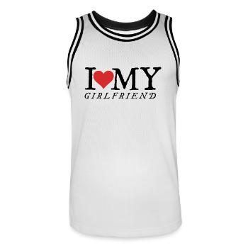 I Love My Girlfriend - Men's Basketball Jersey - white/black - Front - AI Model Male 185 dark (185cm)