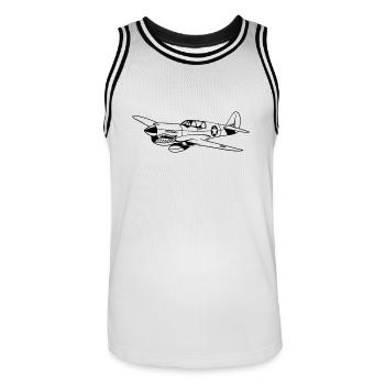 Fighter / pilote de chasse Warhawk 02_schwarz - Maillot de basket Homme - blanc/noir - Devant - AI Model Male 185 dark (185cm)