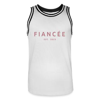 Fiancée Est. 2023 Fiançailles Douche nuptiale Mariage - Maillot de basket Homme - blanc/noir - Devant - AI Model Male 185 dark (185cm)