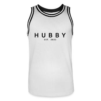 2021 - Ehemann zu sein, Hochzeitsfeier - Männer Basketball-Trikot - Weiß/Schwarz - Vorne - AI Model Male 185 dark (185cm)