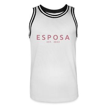 Esposa Est. 2022 Engagement Bridal Shower Wedding - Men's Basketball Jersey - white/black - Front - AI Model Male 185 dark (185cm)