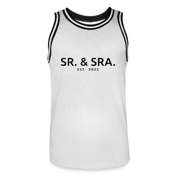 Sr. & Sra. Est. 2022 - Cadeau de mariage homme et femme - Maillot de basket Homme - blanc/noir - Devant - AI Model Male 185 dark (185cm)