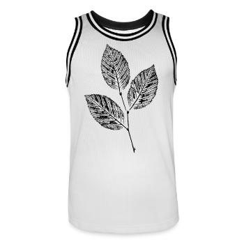 Leaves Beech Branch / Nature & Forest - BOTANICAL - Men's Basketball Jersey - white/black - Front - AI Model Male 185 dark (185cm)