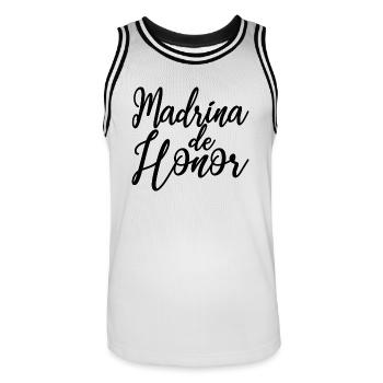 Madrina de Honor Bridesmaid Wedding Team Bride - Men's Basketball Jersey - white/black - Front - AI Model Male 185 dark (185cm)