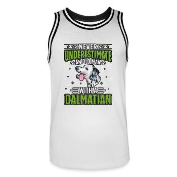 Never underestimate an old man with a dalmatian - Männer Basketball-Trikot - Weiß/Schwarz - Vorne - AI Model Male 185 dark (185cm)