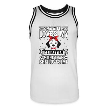Ma femme aime mon dalmatien plus qu’elle ne m’aime - Maillot de basket Homme - blanc/noir - Devant - AI Model Male 185 dark (185cm)