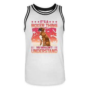 C’est un truc de boxeur que vous ne comprendriez pas - Maillot de basket Homme - blanc/noir - Devant - AI Model Male 185 dark (185cm)
