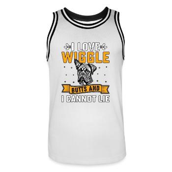I love wiggle butts and I cannot lie - Men's Basketball Jersey - white/black - Front - AI Model Male 185 dark (185cm)
