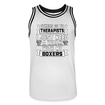 Boxers - Männer Basketball-Trikot - Weiß/Schwarz - Vorne - AI Model Male 185 dark (185cm)