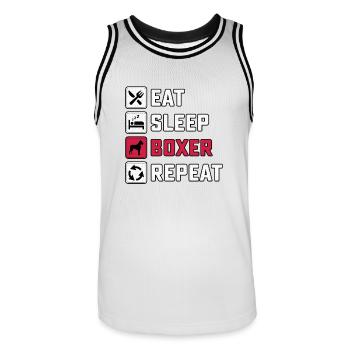 Manger Sommeil Boxer Répéter - Maillot de basket Homme - blanc/noir - Devant - AI Model Male 185 dark (185cm)
