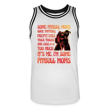 Pitbull Maman drôle de dicton - Maillot de basket Homme - blanc/noir - Devant - AI Model Male 185 dark (185cm)