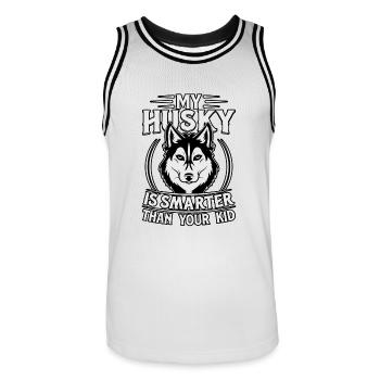 Mon husky est plus intelligent que votre enfant - Maillot de basket Homme - blanc/noir - Devant - AI Model Male 185 dark (185cm)