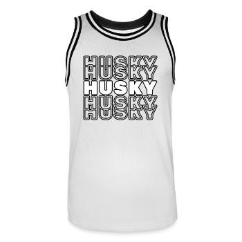 Husky - Männer Basketball-Trikot - Weiß/Schwarz - Vorne - AI Model Male 185 dark (185cm)
