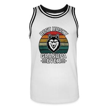 Best husky grandpa ever - Men's Basketball Jersey - white/black - Front - AI Model Male 185 dark (185cm)