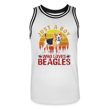 Just a Boy who loves Beagles - Männer Basketball-Trikot - Weiß/Schwarz - Vorne - AI Model Male 185 dark (185cm)