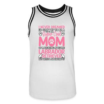 Drôle de maman Labrador - Maillot de basket Homme - blanc/noir - Devant - AI Model Male 185 dark (185cm)