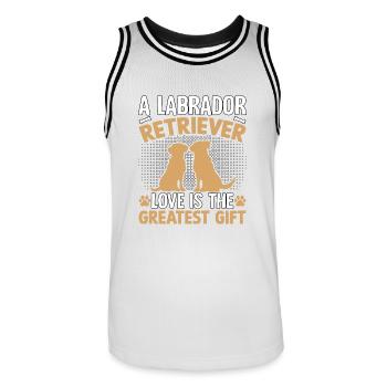 A Labrador Love is the greates Gift - Men's Basketball Jersey - white/black - Front - AI Model Male 185 dark (185cm)