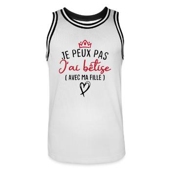 Je peux pas j ai bêtise avec ma fille - Maillot de basket Homme - blanc/noir - Devant - AI Model Male 185 dark (185cm)