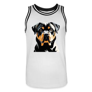 Rottweiler - Autocollant pour chien de compagnie - Maillot de basket Homme - blanc/noir - Devant - AI Model Male 185 dark (185cm)