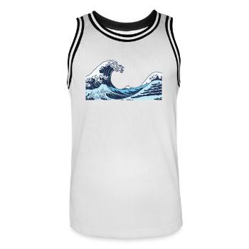 Kanagawa Waves Aesthetic Japanese Art Great Wave - Men's Basketball Jersey - white/black - Front - AI Model Male 185 dark (185cm)