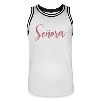 Señora Engagement Bride To Be Wedding Party - Men's Basketball Jersey - white/black - Front - AI Model Male 185 dark (185cm)