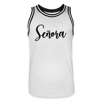Señora Engagement Bride To Be Wedding Party - Men's Basketball Jersey - white/black - Front - AI Model Male 185 dark (185cm)