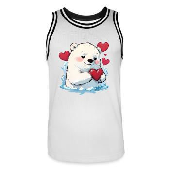 Verschenke diesen süßen Eisbären zum Valentinstag - Männer Basketball-Trikot - Weiß/Schwarz - Vorne - AI Model Male 185 dark (185cm)